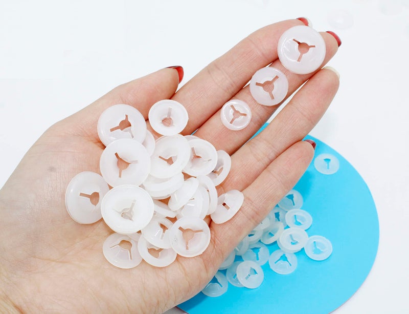ARTCXC 150Pcs 3Size Plastic Washers Three Fork Designed Washers Backs for Teddy Bear Doll Animal Puppet Craft Eyes and Nose of 9-30mm - Image 2